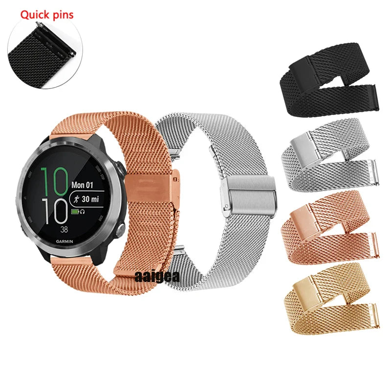 Milanese Strap for the Garmin Venu/Vivoactive/Forerunner Series (20mm/22mm) (4 colours available) Habicare