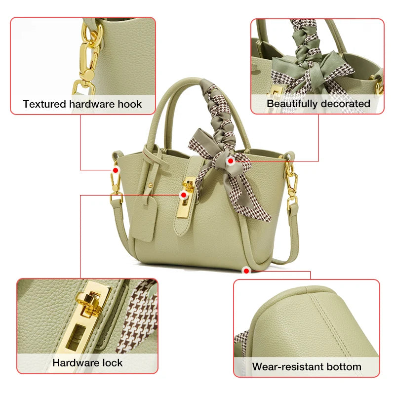 FOXER Women's Handbag Split Leather Shoulder Bag 2026 Fashion Lady Crossbody Bag Light Luxury Commuter Bucket Bag as Gift