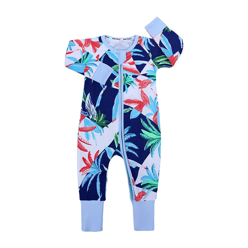 Kids Tales Little Bloom Cotton-Blend Double-Zip Romper