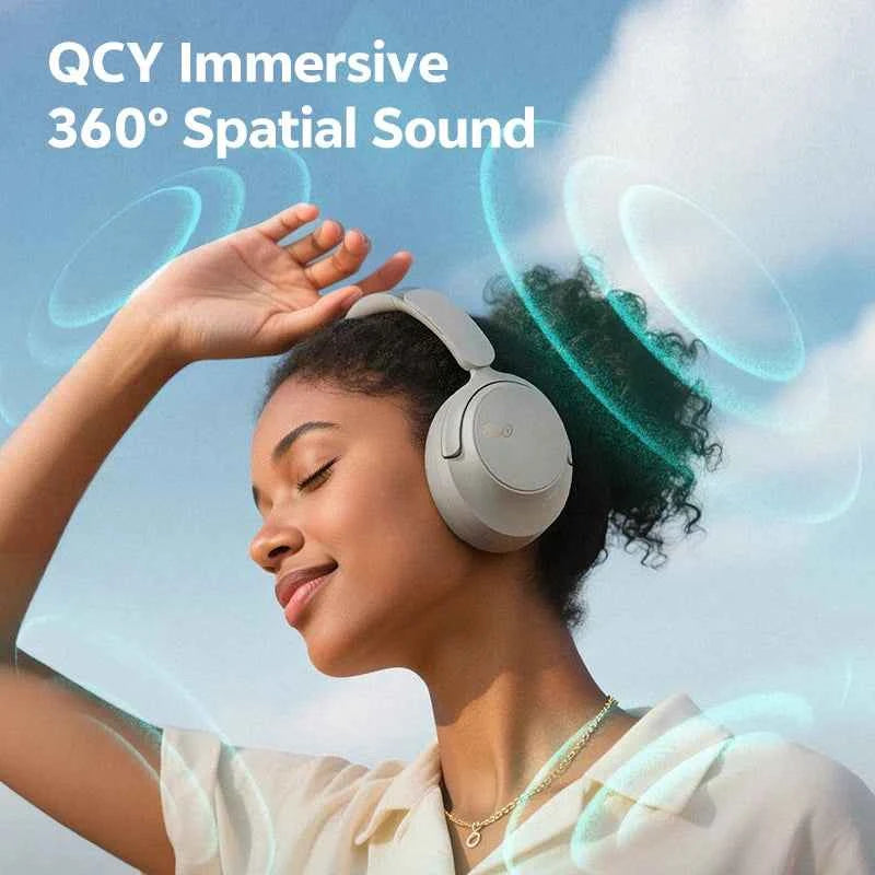 QCY Wireless Bluetooth Headphones 6.0 BH25H3SA - 3D Spatial Audio, Foldable Over Ear Headset with 56dB Adaptive ANC and 53mm Driver