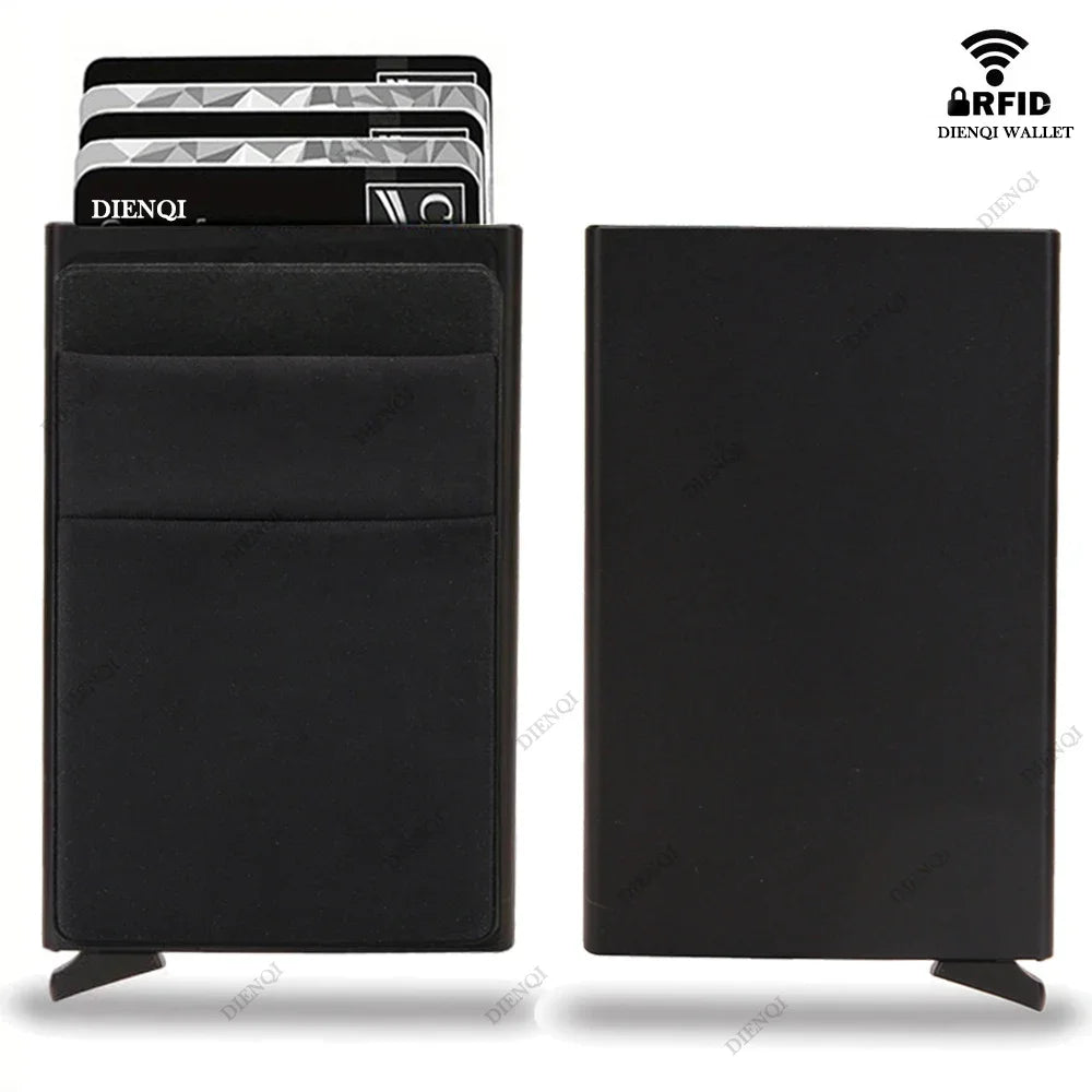 Rfid Smart Bank Credit Card Holder Wallet Metal Thin Slim Men Wallets Pop Up Minimalist Wallet Black Metal Bank Cardholder Case