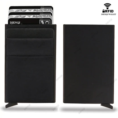 Rfid Smart Bank Credit Card Holder Wallet Metal Thin Slim Men Wallets Pop Up Minimalist Wallet Black Metal Bank Cardholder Case