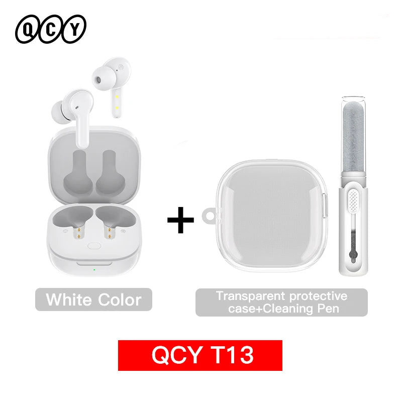 QCY T13 Wireless Earphones with 4 Mic ENC, HD Call, Stereo Sound, Touch Control, Long Standby 40Hrs - ShopHub