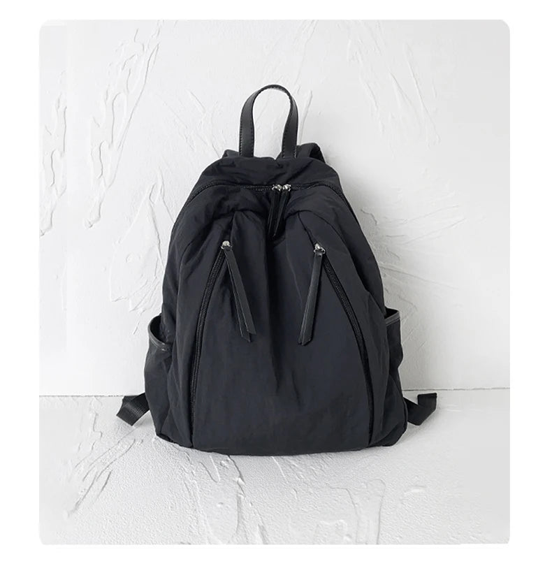FOXER Simple Solid Color Backpack Women Backpack Waterproof Cotton Fabric Laptop School Bag Fashion Teenage Girl Travel Book Bag