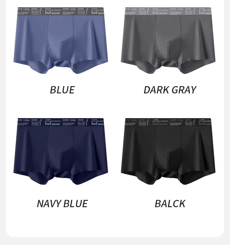 MiiOW Ice Silk Men Underwear - 3Pcs Ultra-thin Breathable Antibacterial Boxer Shorts - ShopHub
