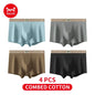MiiOW 4Pcs Cotton Men's Underwear Soft Antibacterial U-shaped Crotch Breathable Boxer Briefs - ShopHub