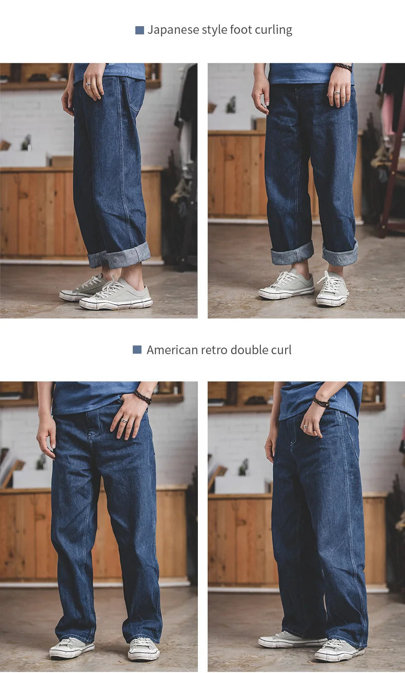 Maden Work Attire Retro Wide-leg Denim Jeans