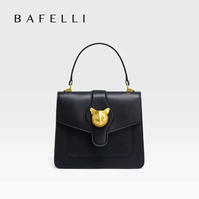 BAFELLI Cat Clasp Genuine Leather Doctor Bag