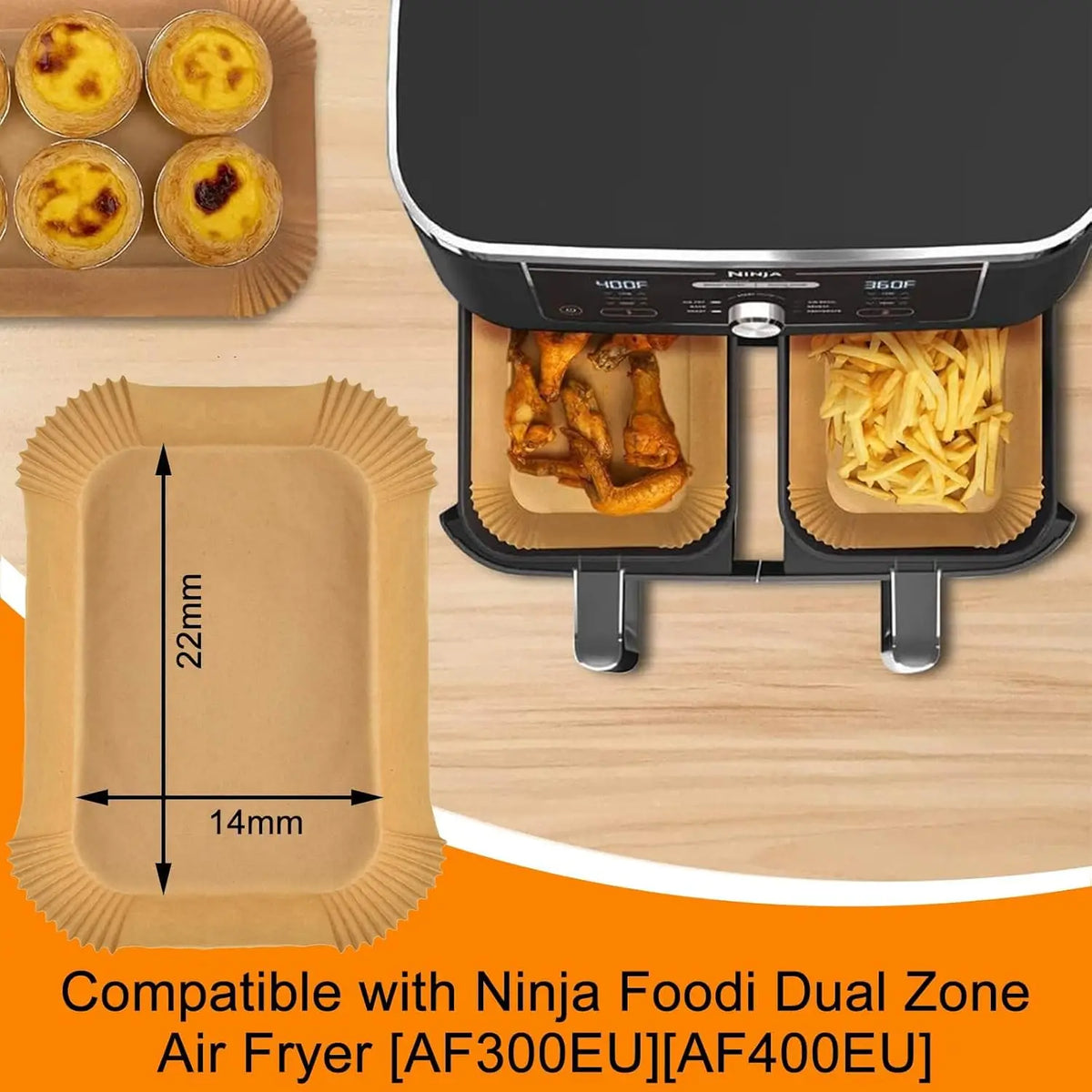 200 Pieces Non-Stick Baking Paper Sheets for Ninja Air Fryer & Foodi Dual