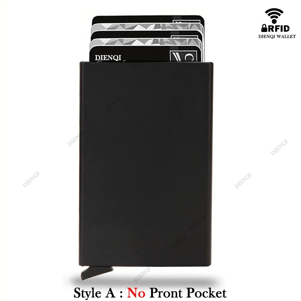 Rfid Smart Bank Credit Card Holder Wallet Metal Thin Slim Men Wallets Pop Up Minimalist Wallet Black Metal Bank Cardholder Case