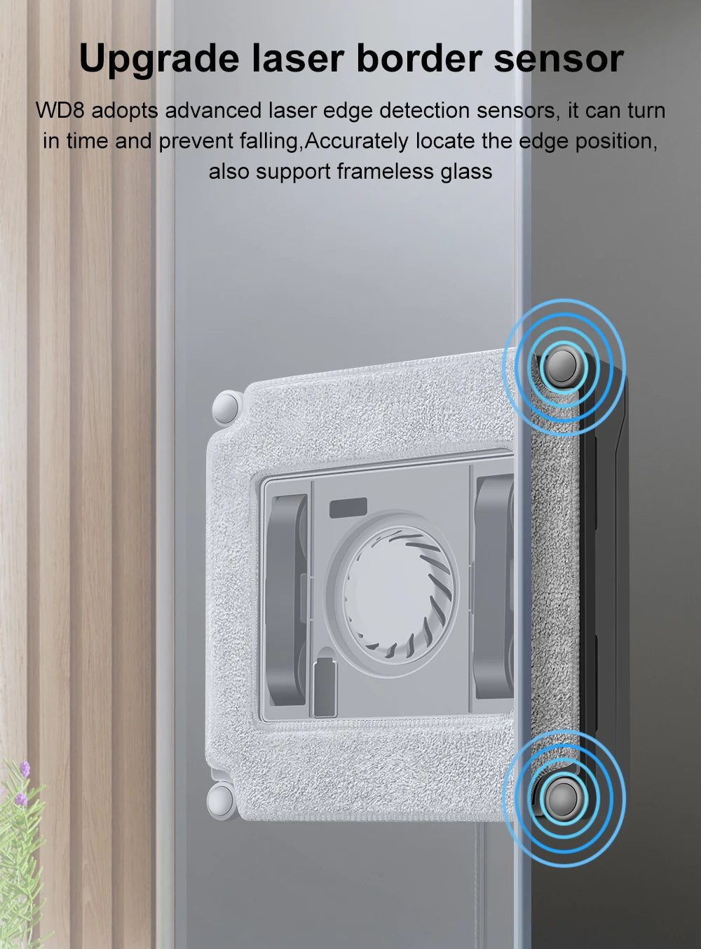 ABIR WD8 robot window cleaner from ShopHub NZ, showcasing a sleek device cleaning glass windows automatically.