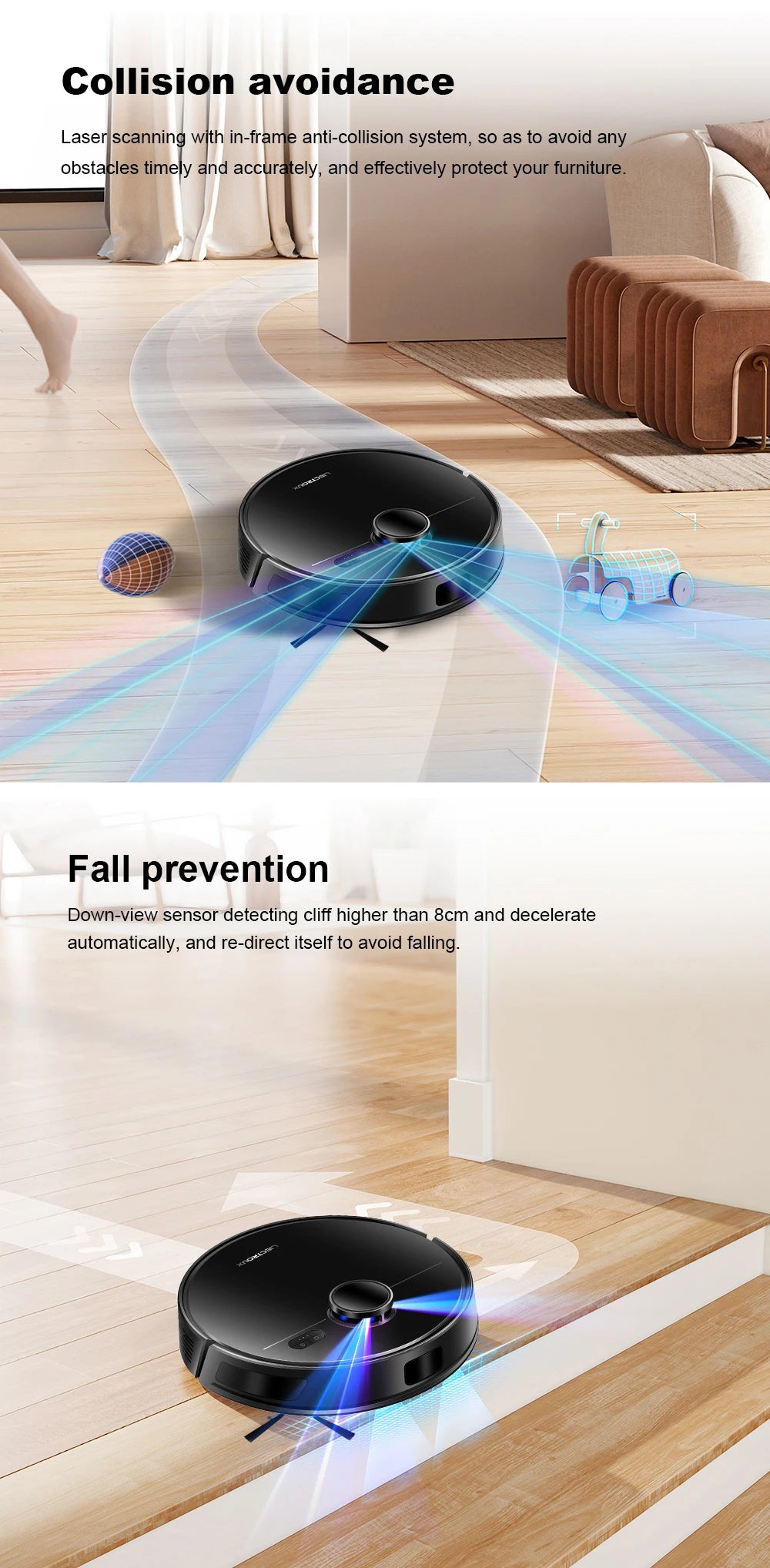 Liectroux M70 Pro robot vacuum cleaner and mop, sleek black design with docking station and cleaning brushes visible.
