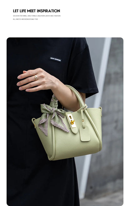 FOXER Women's Handbag Split Leather Shoulder Bag 2026 Fashion Lady Crossbody Bag Light Luxury Commuter Bucket Bag as Gift
