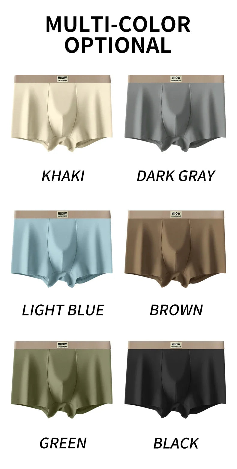 MiiOW 3Pcs Men's Cotton Underwear Antibacterial Breathable Crotch Soft Boxershorts - ShopHub