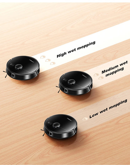 Liectroux M70 Pro robot vacuum cleaner and mop on a hardwood floor, showcasing its sleek design and cleaning features.