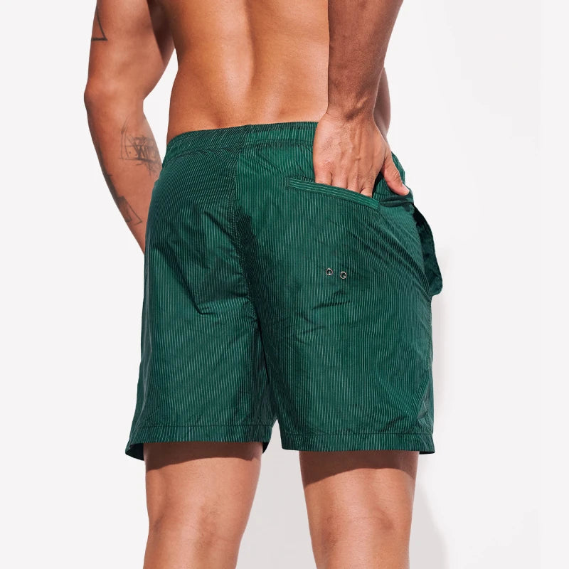 DESMIIT S57 Striped Swim Shorts with Mesh Liner