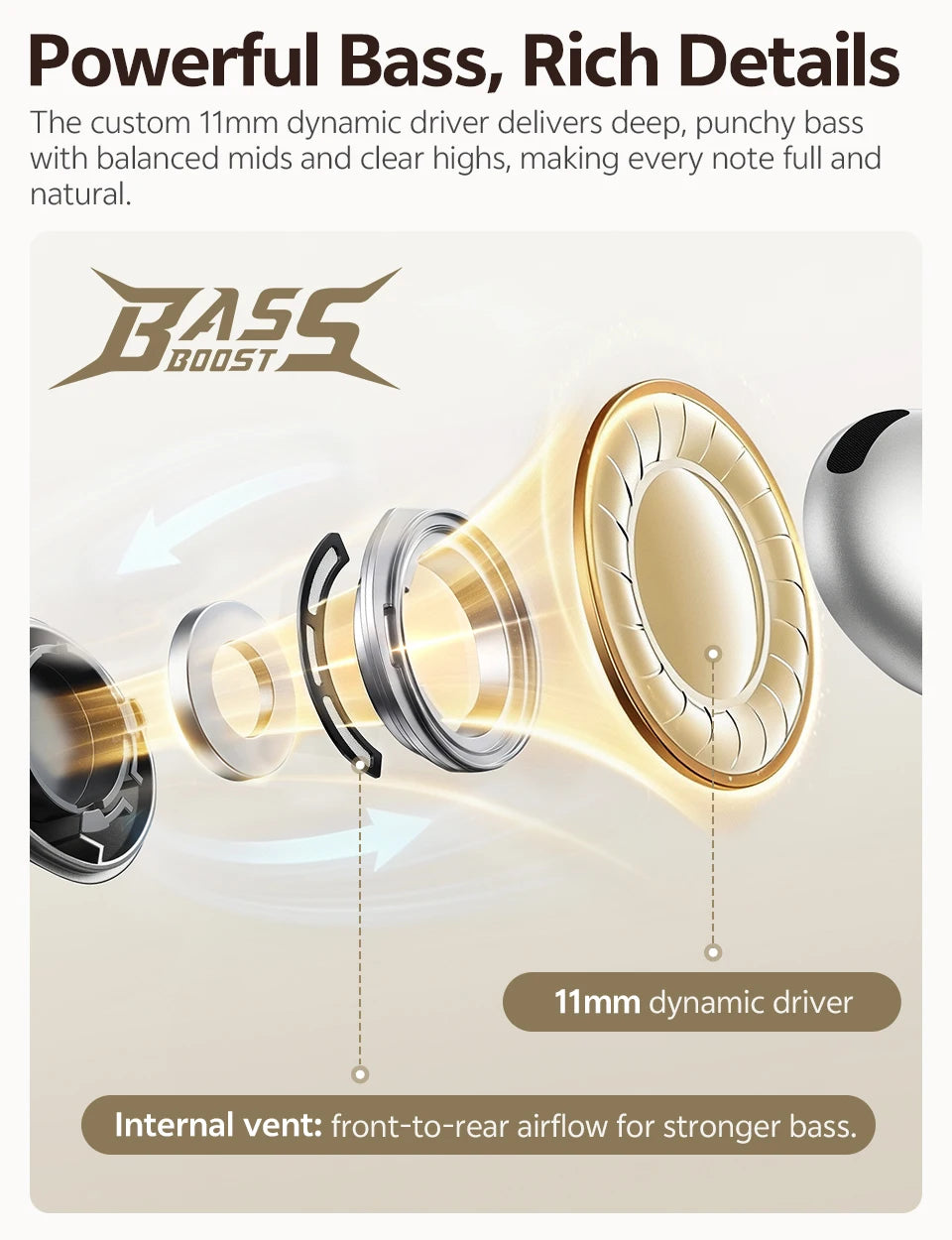 QCY AilyBuds E50 Wireless Earbuds with Bluetooth 6.0, Spatial Sound, 11mm Drivers, In-Ear Detection, HT11 Bass Boost, and 40H Playtime - ShopHub