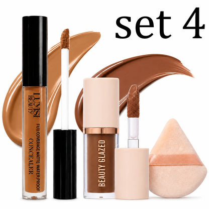 3pcs/Set Concealer + Contour Powder + Blending Puff