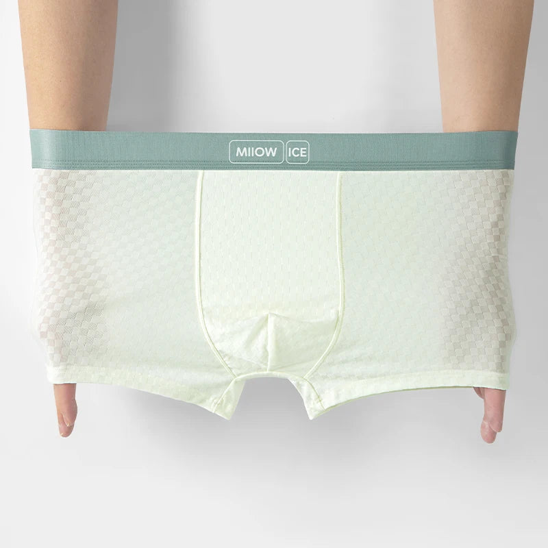MiiOW Antibacterial Men's Boxer 3Pcs Ice Silk Underwear with Breathable Mesh Crotch - ShopHub