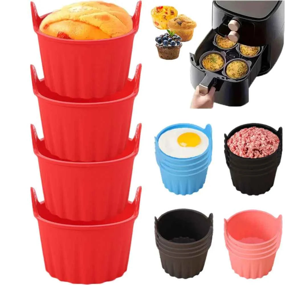 Non-Stick Baking Molds for Air Fryer Steamer, Reusable Dishwasher Safe for Cupcakes Muffins Healthy Meals