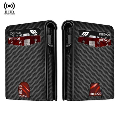 DIENQI Business Luxury Brand Credit Card Holder Slim Thin Men Wallets High Quality Carbon Travel Pocket Wallet Money Bag Purse