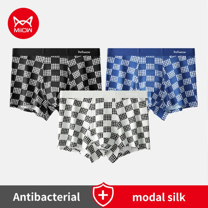 MiiOW Men's Antibacterial Boxer Shorts - 3Pcs Modal Cotton Underwear - ShopHub