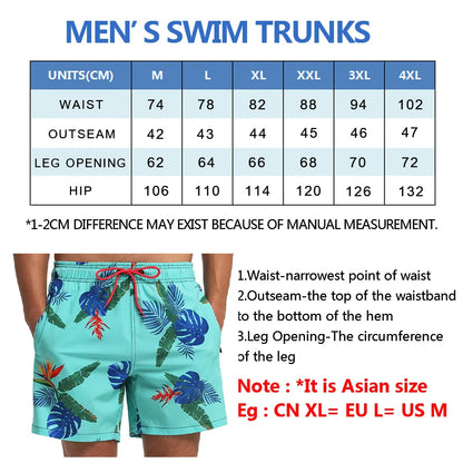 Men's summer boardshorts by ShopHub NZ, quick-drying breathable mesh liner, pockets, ideal for gym, run, or swim activities.