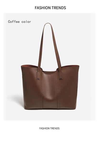 FOXER Soft Leather Handbag Women's Shoulder Bag Cowhide Leather Female Tote Bag Commute Large Capacity Luxury Bucket Bag Purse