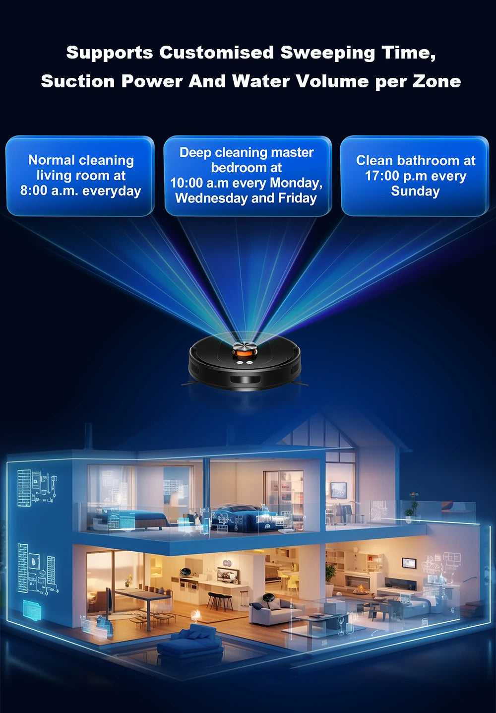 Liectroux T9 robot vacuum cleaner navigating hardwood floor with its sleek design and multiple cleaning brushes.