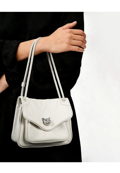 BAFELLI Chained Genuine Leather Satchel Bag