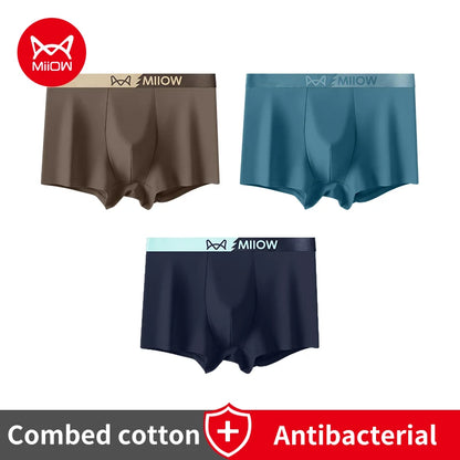 MiiOW Men's Antibacterial Underwear 3Pcs Cotton Boxers - ShopHub