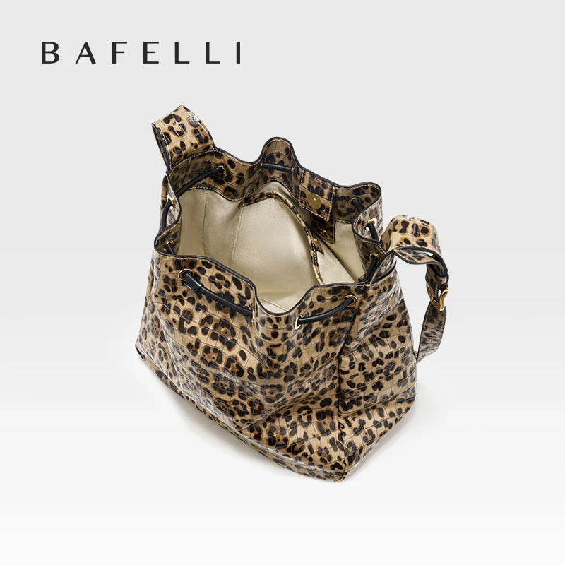 BAFELLI Leopard-Print Cow Leather Hobo Bag