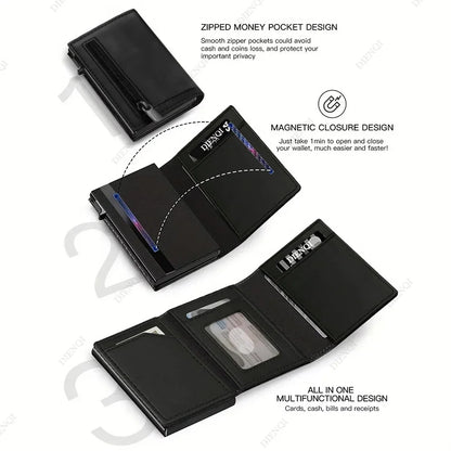 Rfid Credit Card Holder Mens Wallet Luxury Brand Bank Cardholder Cass Carbon Fiber Minimalist Walet Purse Smart Wallets for Men