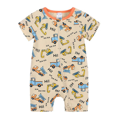 Kids Tales Summer Sprout Cotton-Stretch Double-Zip Romper