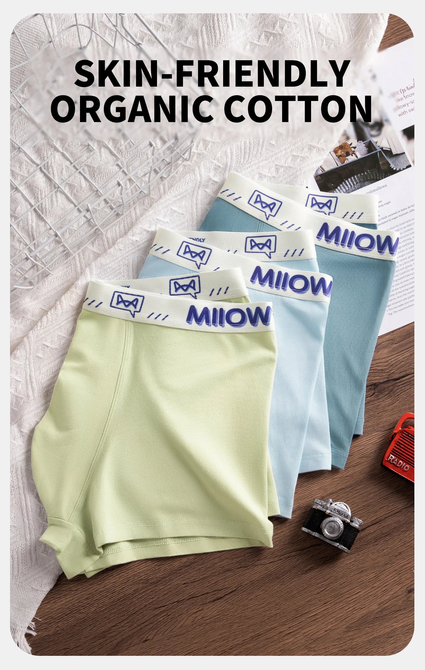 MiiOW Cotton Men's Underwear - 3Pcs Antibacterial Soft Silky Breathable Boxershorts - ShopHub