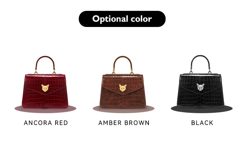BAFELLI Crocodile-Pattern Leather Business Flap Bag
