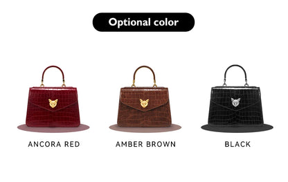 BAFELLI Crocodile-Pattern Leather Business Flap Bag