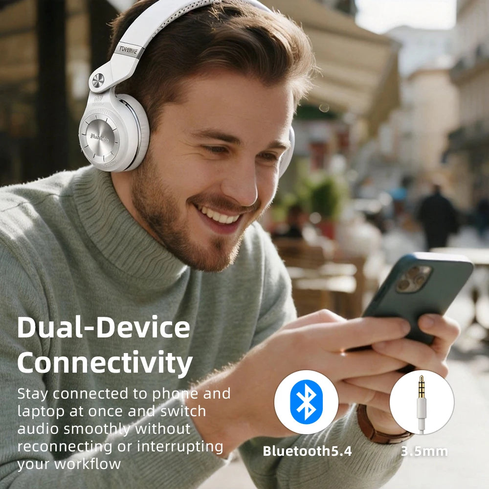 Bludio T2 Plus Headset - Foldable Wired & Wireless Headphones with FM Radio and 32G TF Card Support for Travel, Work, and Music - ShopHub