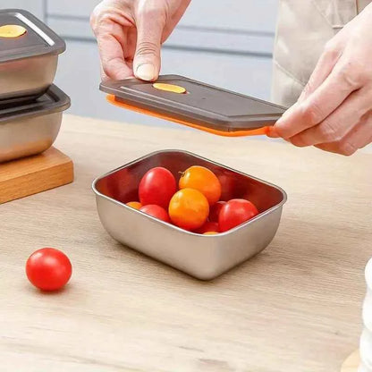 4pc Stainless Steel Food Storage Containers Set - Thickened Leakproof, BPA-Free Stackable for Fridge/Freezer/Pantry Organization