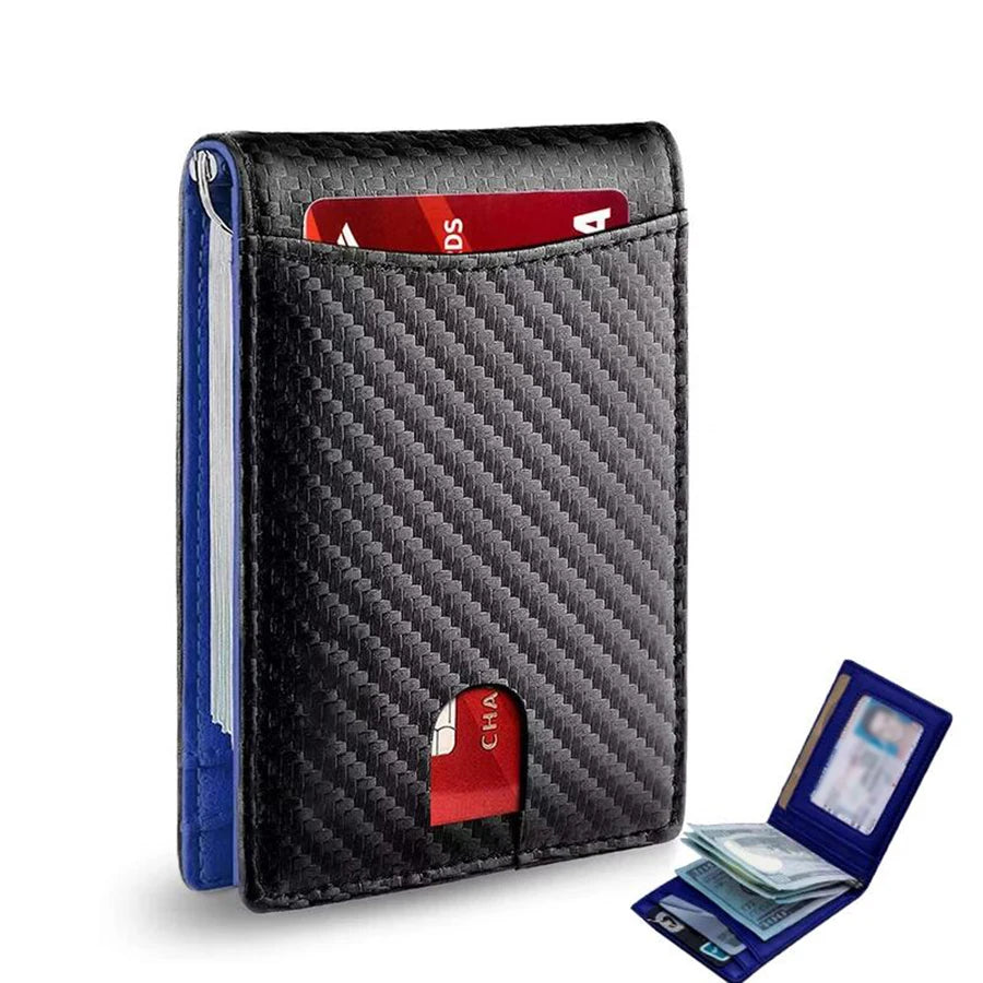 Rfid Carbon Fiber Men Wallets Man Card Holder Money Bag Slim Thin Mini Wallet Male Small Short Purse Black Walet Billfold Vallet