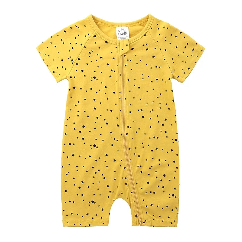 Kids Tales Summer Sprout Cotton-Stretch Double-Zip Romper