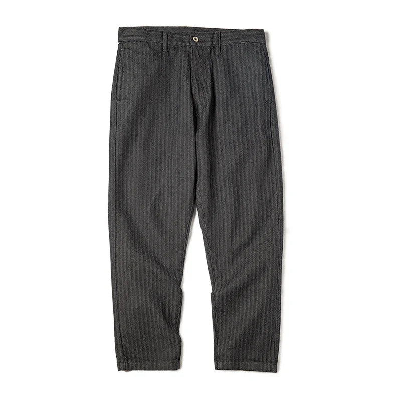 Maden Men's Vintage 12.8oz Grey Striped Jeans
