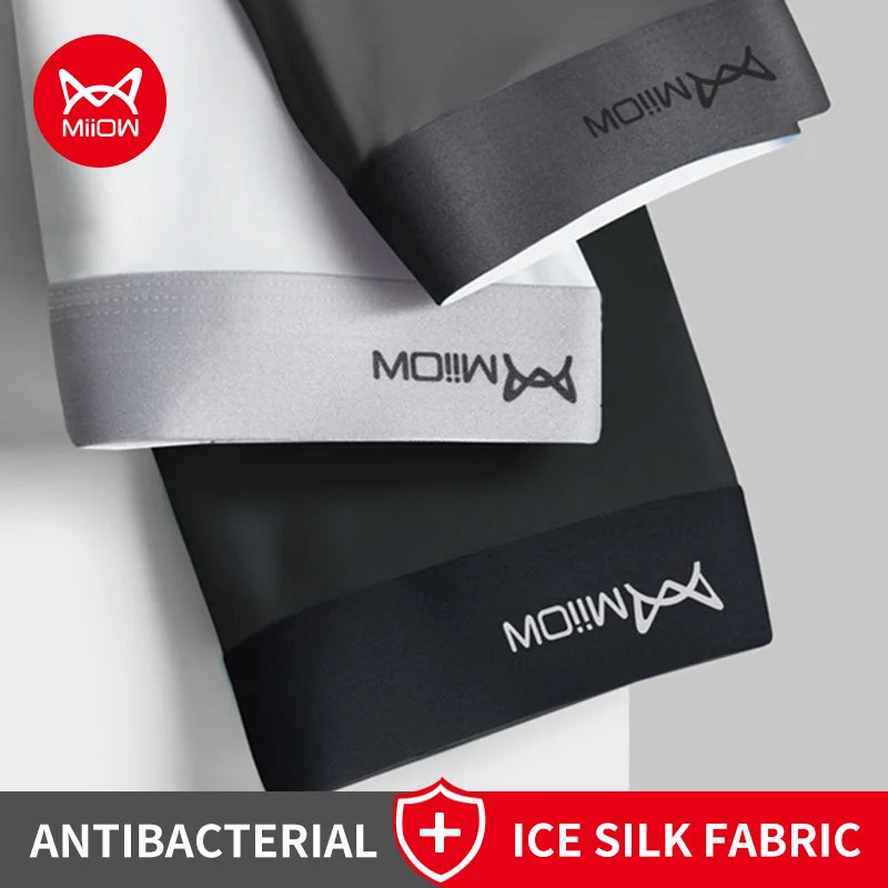MiiOW Ice Silk Men's Boxershorts 3Pcs - Breathable Antibacterial Underwear - ShopHub