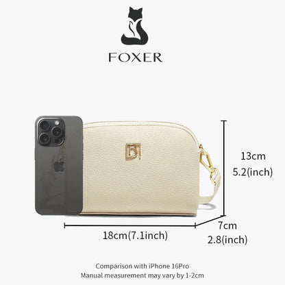 FOXER Lady's Shoulder Bag Genuine Leather Casual Crossbody Bag Solid High Quality Commute Mother's Day Gift