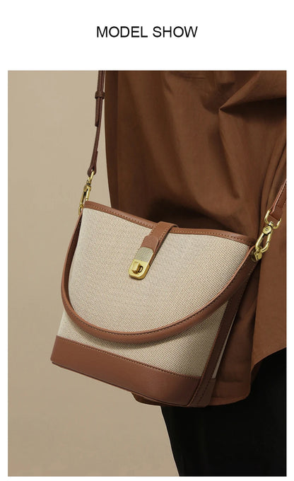 FOXER 2026 New Women's Handbag PVC Leather Lady Bucket Bag Fashion Shoulder Bag Light Luxury Best Gift for Wife,Lover