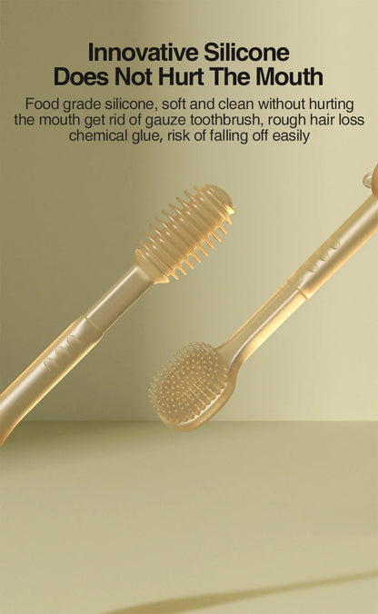 MAMIJOY Baby Toothbrush 3-In-1 Silicone Tongue Brush