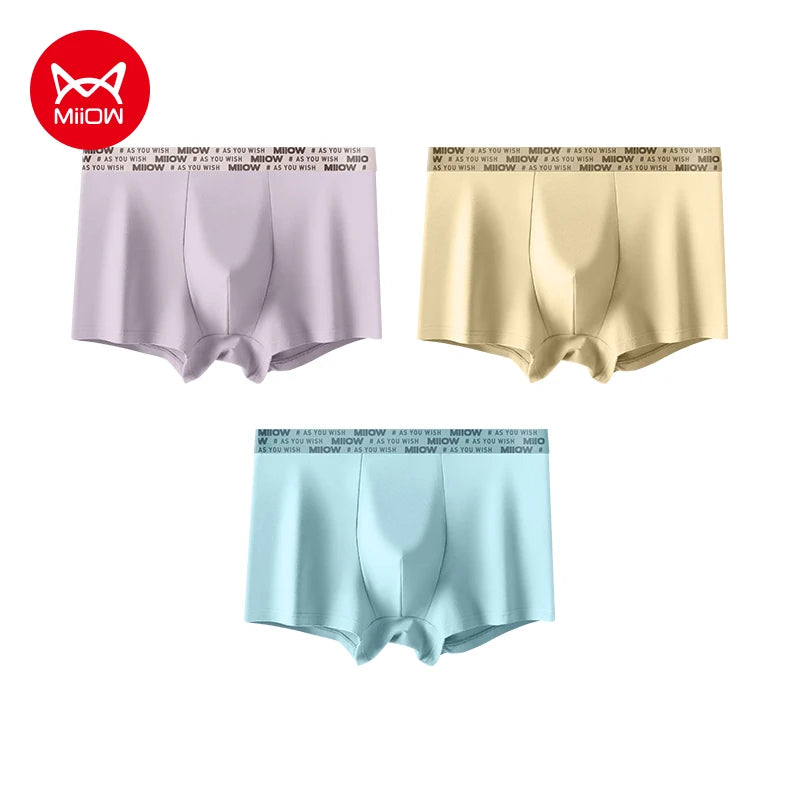 MiiOW Men's Antibacterial Cotton Underwear - 3Pcs Boxer Shorts - ShopHub