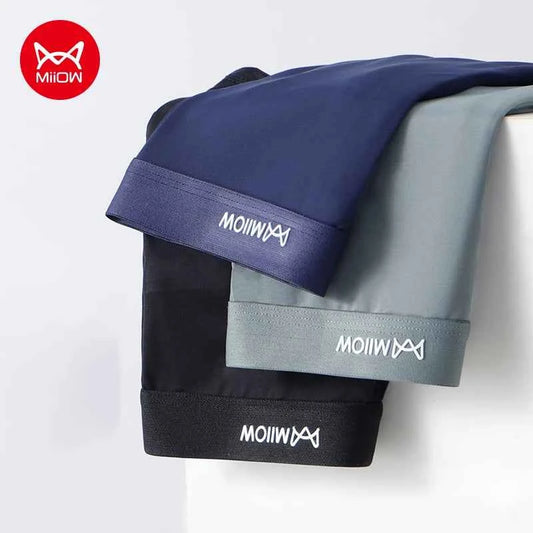 MiiOW 3Pcs Summer Thin Ice Silk Men Boxershorts Graphene Antibacterial Man Underwear Breathable Cool Men's Panties Boxershorts