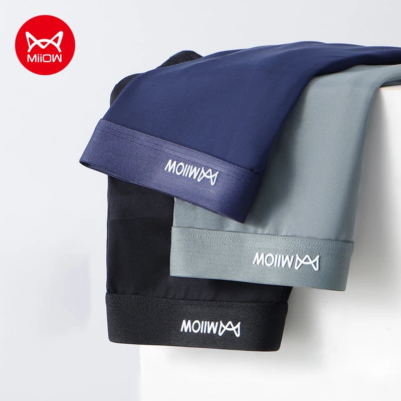 MiiOW Ice Silk Men's Underwear - 3Pcs Graphene Antibacterial Breathable Boxer Briefs - ShopHub