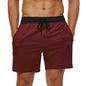 Men's summer swimming shorts with quick-dry polyester and spandex, breathable mesh lining, solid color, with pocket, by ShopHub NZ.